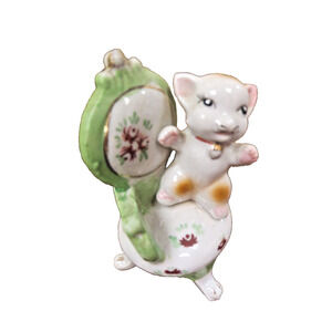 MCM Porcelain Cat On Chair - Japan Mid Century Kitty Kitten Figurine Vintage